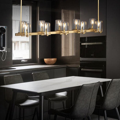 Linear Crystal Chandelier 49-60 Inch X-Frame Dining Room Ceiling Light Brass Nickel Bronze Kitchen Island
