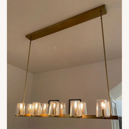 Linear Crystal Chandelier 49-60 Inch X-Frame Dining Room Ceiling Light Brass Nickel Bronze Kitchen Island