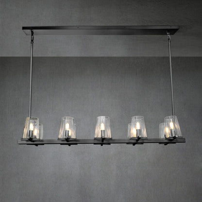 Linear Crystal Chandelier 49-60 Inch X-Frame Dining Room Ceiling Light Brass Nickel Bronze Kitchen Island