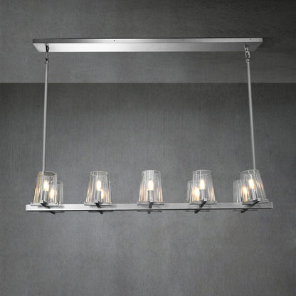 Linear Crystal Chandelier 49-60 Inch X-Frame Dining Room Ceiling Light Brass Nickel Bronze Kitchen Island
