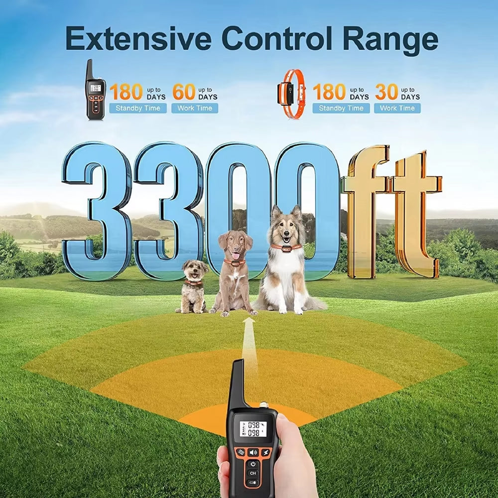 Remote Dog Training Collar with 3 Correction Modes, 3280 ft Range, Waterproof Rechargeable E-Collar for Small to Large Dogs 4-120 lbs