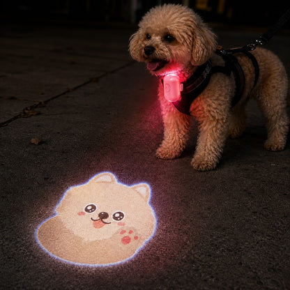Ortekor PawGlow Pink Breed Projector Dog Light for Night Walks - USB Rechargeable Clip-On Pet Light for Extra Visibility & Fun