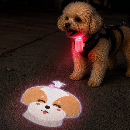 Ortekor PawGlow Pink Breed Projector Dog Light for Night Walks - USB Rechargeable Clip-On Pet Light for Extra Visibility & Fun