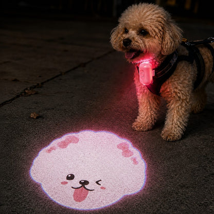 Ortekor PawGlow Pink Breed Projector Dog Light for Night Walks - USB Rechargeable Clip-On Pet Light for Extra Visibility & Fun