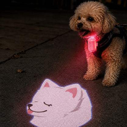 Ortekor PawGlow Pink Breed Projector Dog Light for Night Walks - USB Rechargeable Clip-On Pet Light for Extra Visibility & Fun