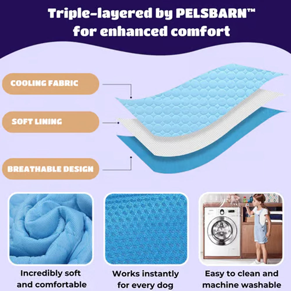 Self-Cooling Dog Mat | Gel-Free Heat Relief Pad for Summer | Machine Washable | 6 Sizes for Small to Large Dogs