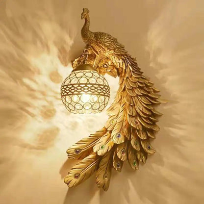 Crystal-Embellished Resin Wall Sconce – Decorative Bird-Inspired Light Fixture for Entryway, Living Room, Bedroom | Traditional
