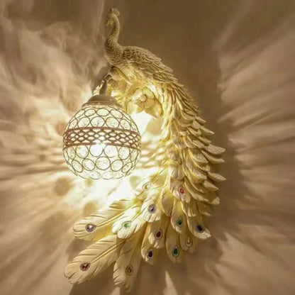 Crystal-Embellished Resin Wall Sconce – Decorative Bird-Inspired Light Fixture for Entryway, Living Room, Bedroom | Traditional