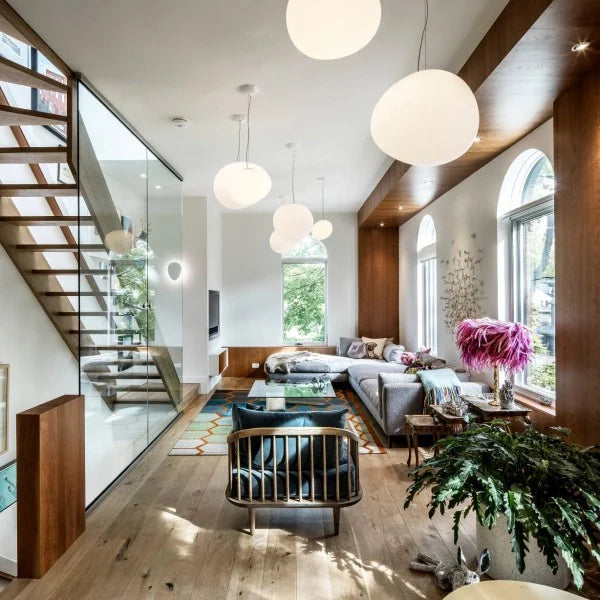 Frosted Glass Globe Ceiling Fixture with Adjustable Cord for Dining Room Kitchen Island Bedroom Hallway Overhead Lighting Modern Iron Accent