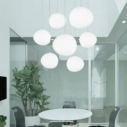 Frosted Glass Globe Ceiling Fixture with Adjustable Cord for Dining Room Kitchen Island Bedroom Hallway Overhead Lighting Modern Iron Accent