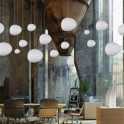 Frosted Glass Globe Ceiling Fixture with Adjustable Cord for Dining Room Kitchen Island Bedroom Hallway Overhead Lighting Modern Iron Accent