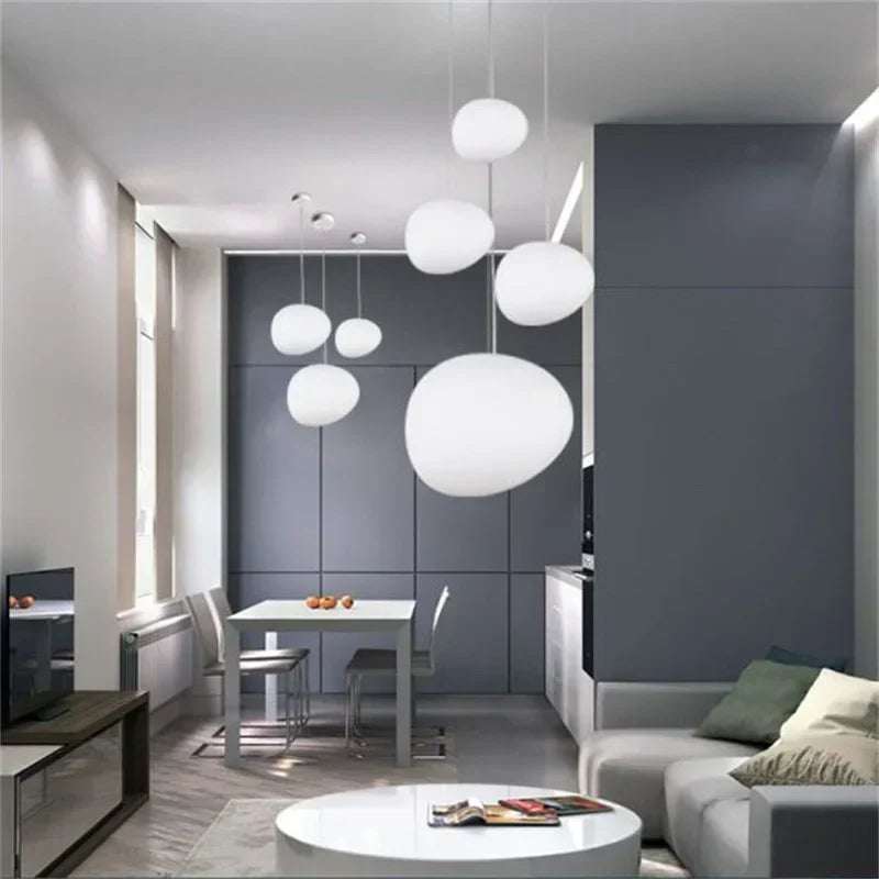 Frosted Glass Globe Ceiling Fixture with Adjustable Cord for Dining Room Kitchen Island Bedroom Hallway Overhead Lighting Modern Iron Accent
