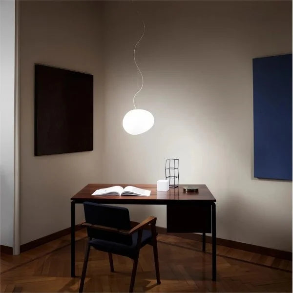 Frosted Glass Globe Ceiling Fixture with Adjustable Cord for Dining Room Kitchen Island Bedroom Hallway Overhead Lighting Modern Iron Accent