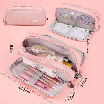 Kids Pencil Organizer with Elastic Straps & 180° Opening – Holds 40 Pens, Markers & School Supplies