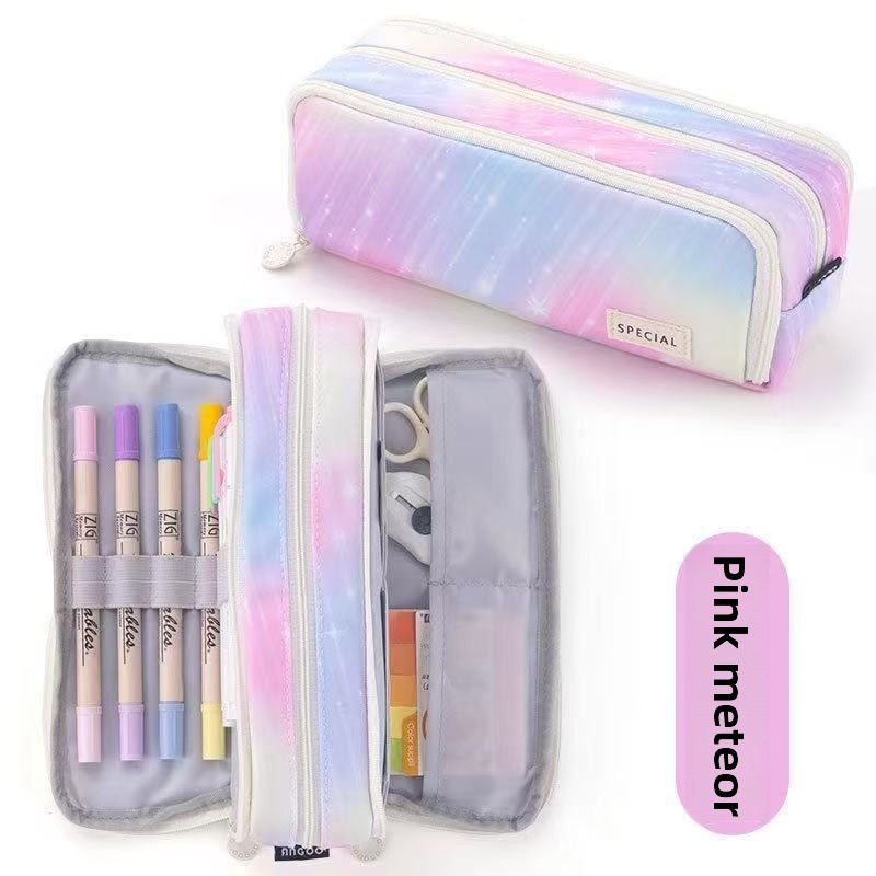 Kids Pencil Organizer with Elastic Straps & 180° Opening – Holds 40 Pens, Markers & School Supplies
