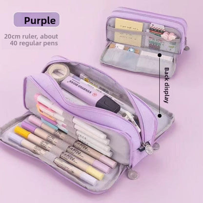 Kids Pencil Organizer with Elastic Straps & 180° Opening – Holds 40 Pens, Markers & School Supplies