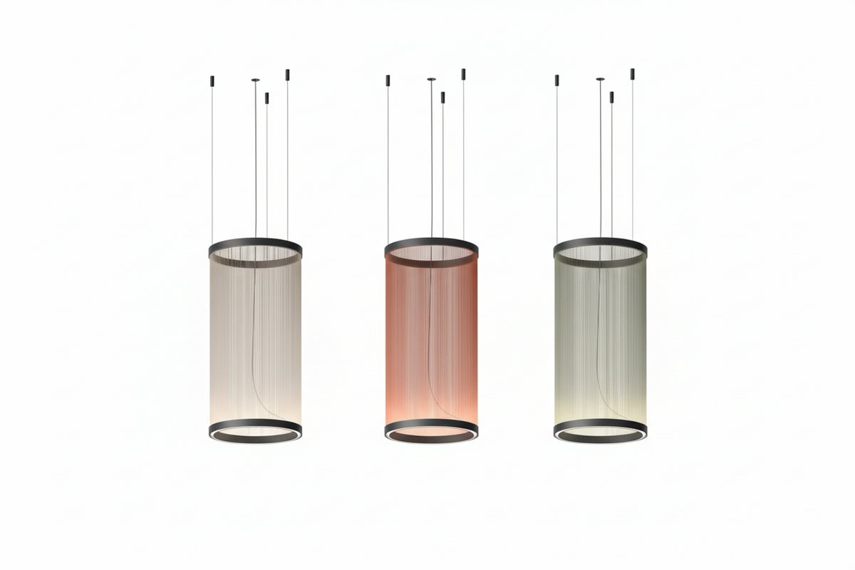 Clustered Drop Lights with Fabric Shades for Kitchen Islands & Dining Tables – Adjustable Cable Heights, Integrated LED, Warm or Cool White