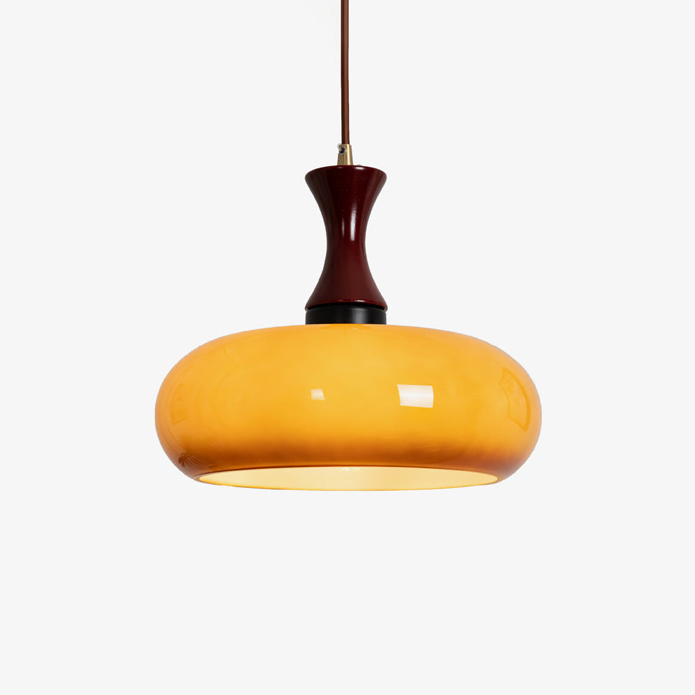 Handcrafted Timber & Glass Ceiling Fixture 12-Inch Suspended Lighting Ideal for Kitchens Dining Areas Bedrooms E26 Socket Rustic Farmhouse M