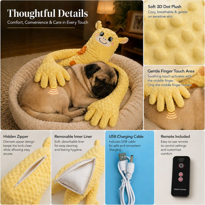 Ortekor Remote-Controlled Pet Calming Plush Companion with Heated Paws – 3 Comfort Modes & 30-Min Auto Shut-Off for Dogs and Cats, Cozy Bedtime Companion