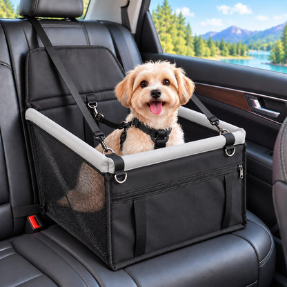 Ortekor Pet Car Booster Seat for Small Dogs and Cats - Stable Travel Seat to Reduce Roaming in Front and Rear Seats
