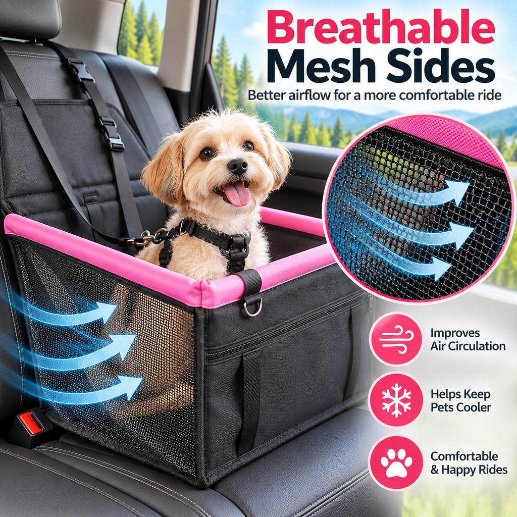 Ortekor Pet Car Booster Seat for Small Dogs and Cats - Stable Travel Seat to Reduce Roaming in Front and Rear Seats