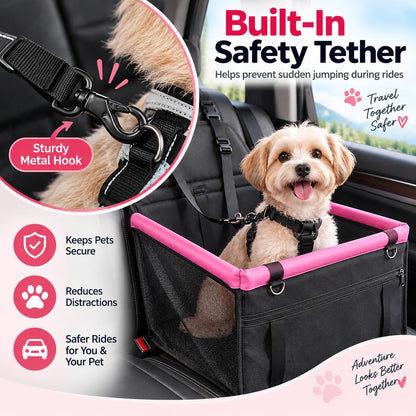 Ortekor Pet Car Booster Seat for Small Dogs and Cats - Stable Travel Seat to Reduce Roaming in Front and Rear Seats