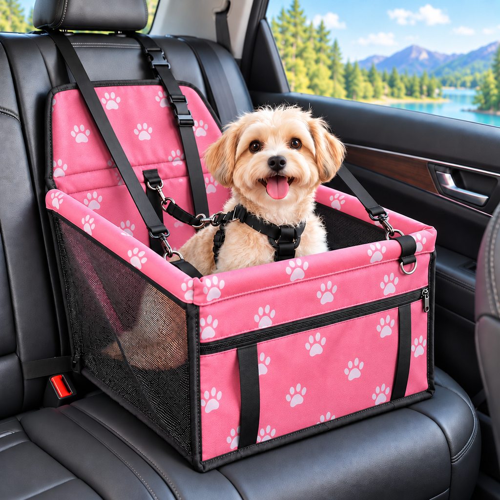 Ortekor Pet Car Booster Seat for Small Dogs and Cats - Stable Travel Seat to Reduce Roaming in Front and Rear Seats