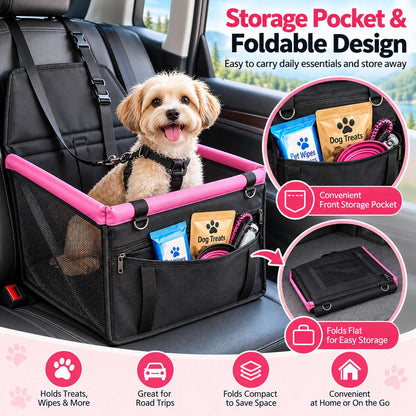 Ortekor Pet Car Booster Seat for Small Dogs and Cats - Stable Travel Seat to Reduce Roaming in Front and Rear Seats