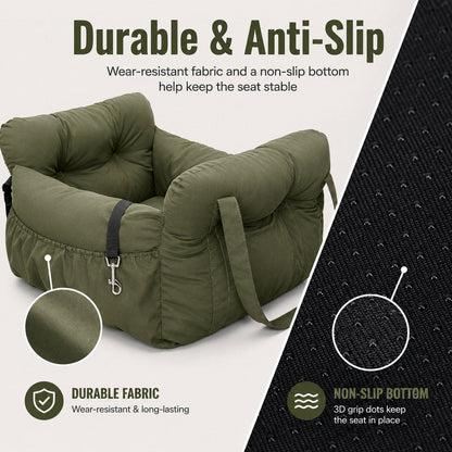 Ortekor Pet Car Seat Sofa for Road Trips - Cozy Travel Bed for Calmer, More Secure Rides