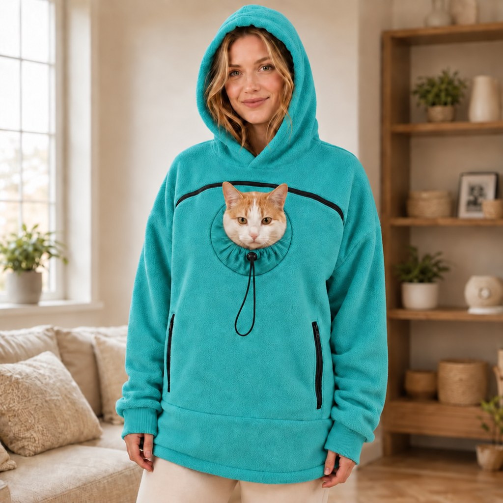 Ortekor Hands-Free Pet Carrier Hoodie – Cozy Front Pouch for Cats & Small Dogs at Home & Everyday Outings
