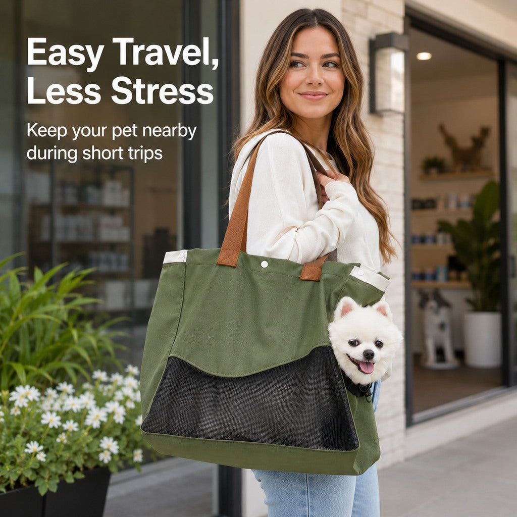 Ortekor Pet Carrier Tote Bag for Cats & Small Dogs - Breathable Shoulder Bag for Walks, Vet Visits & Errands