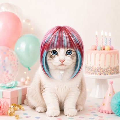 Ortekor Pet Cosplay Wig for Cats & Small Pets - Easy Party Photo Prop for Fun Birthday & Halloween Pictures