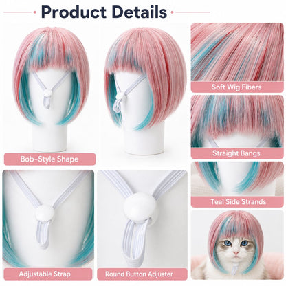 Ortekor Pet Cosplay Wig for Cats & Small Pets - Easy Party Photo Prop for Fun Birthday & Halloween Pictures