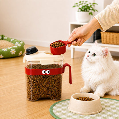 Ortekor Sealed Pet Food Storage Container with Scoop for Cats & Dogs - Easy, Mess-Free Daily Feeding