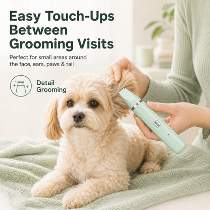 Ortekor 4-in-1 Cordless Pet Grooming Trimmer for Dogs & Cats - At-Home Paw, Face & Body Hair Touch-Ups for Nervous Pets