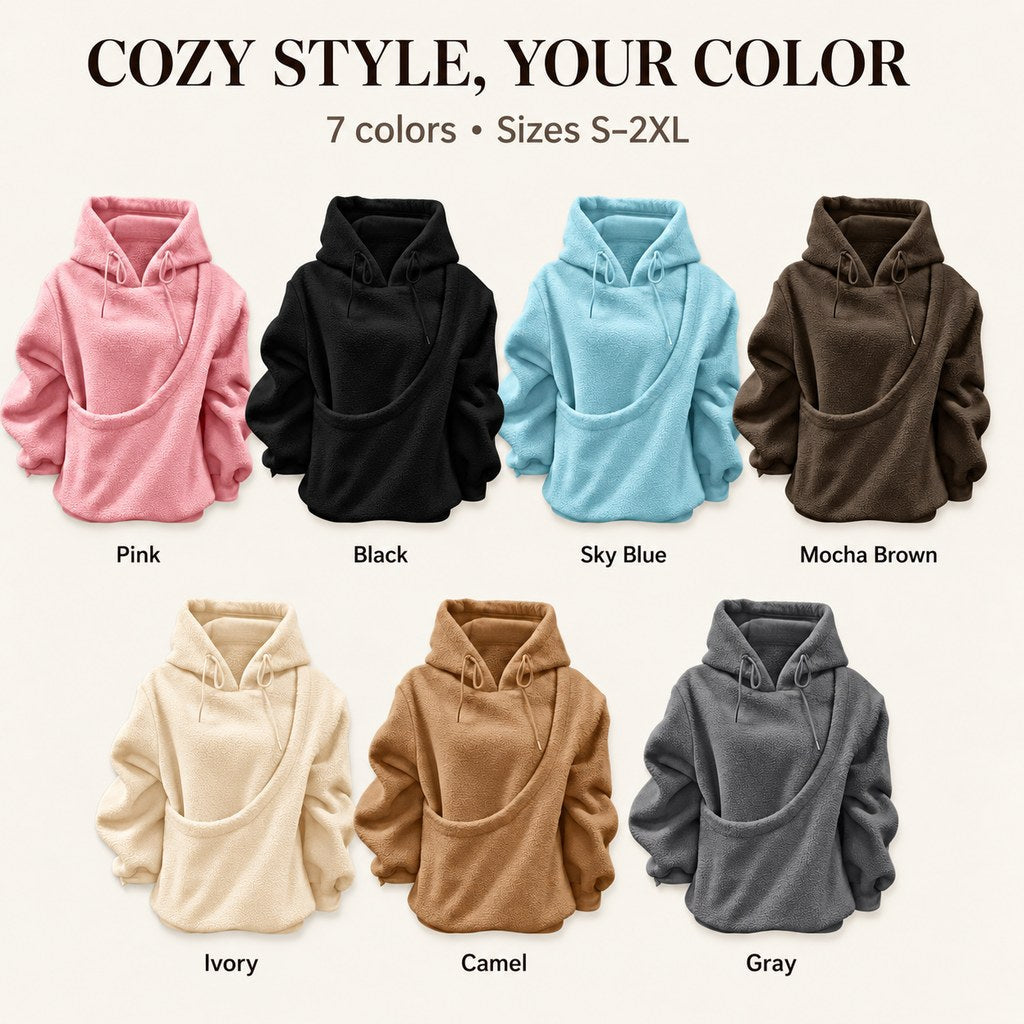 Ortekor Pet Carrier Sherpa Hoodie for Small Dogs & Cats – Cozy Front Pouch Sweatshirt for Walks, Errands & Home Cuddles – Keeps Pets Warm & Close