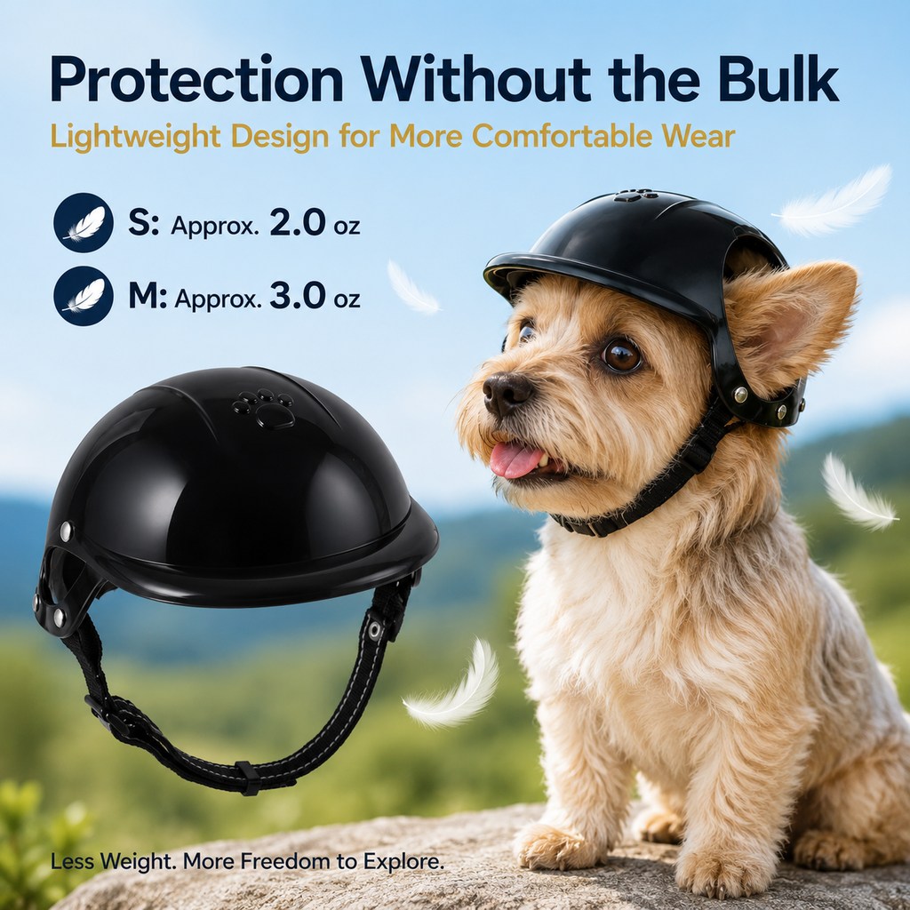 Ortekor Lightweight Pet Protective Helmet for Car Rides & Outdoor Adventures - Adjustable Open-Ear Head Guard for Cats & Small Dogs