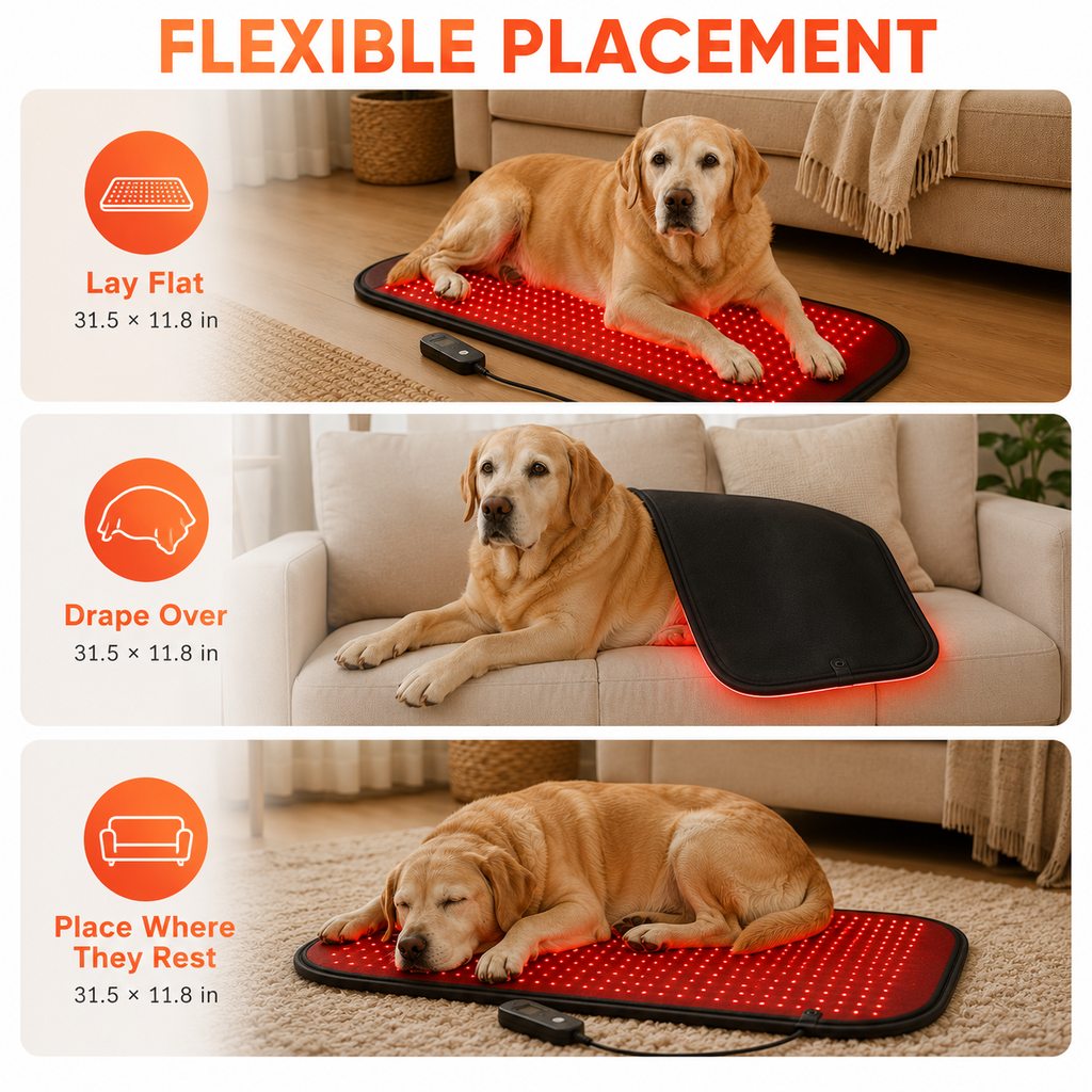 Ortekor Pet Red & Near-Infrared Light Wellness Mat - Hands-Free At-Home Comfort for Senior, Active & Resting Dogs