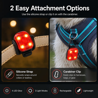 Ortekor Clip-On Pet Safety Light for Night Walks - Helps Dogs & Cats Stay Visible After Dark