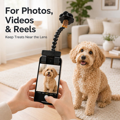 Ortekor Pet Selfie Clip for Cat & Dog Photos - Treat Holder Phone Attachment for Pets That Won't Look