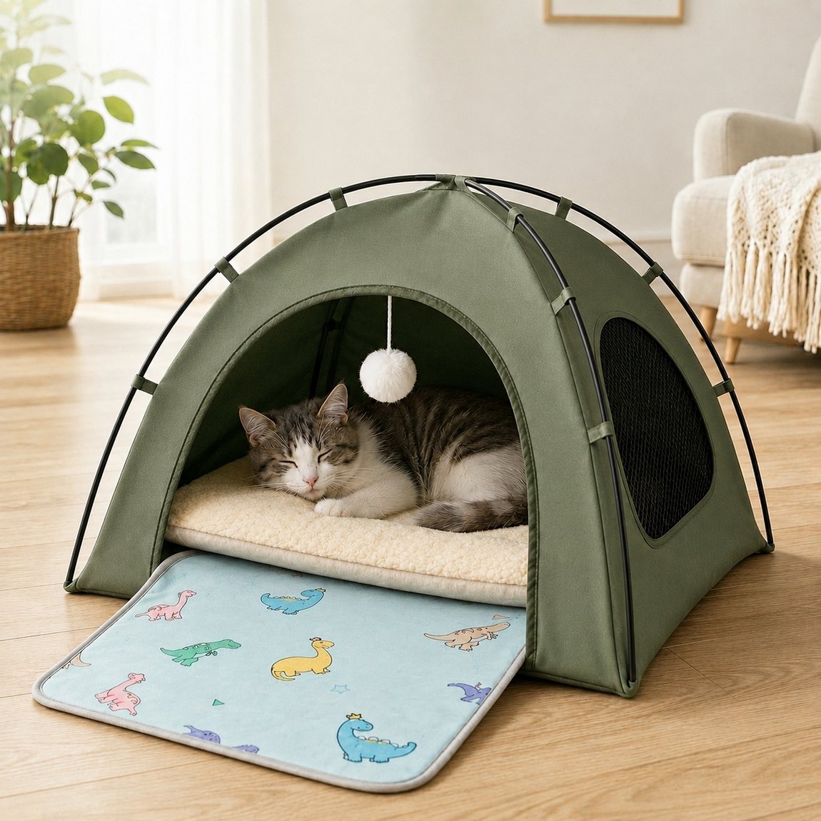 Ortekor Pet Tent Bed with Cooling Mat for Indoor Naps & Hot Weather — Foldable Private Hideaway for Cats, Kittens & Small Dogs