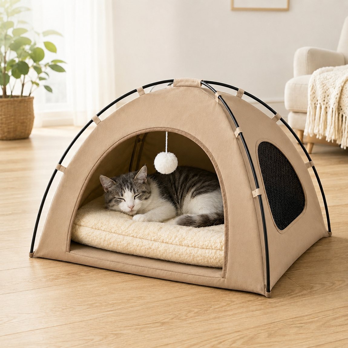 Ortekor Pet Tent Bed with Cooling Mat for Indoor Naps & Hot Weather — Foldable Private Hideaway for Cats, Kittens & Small Dogs