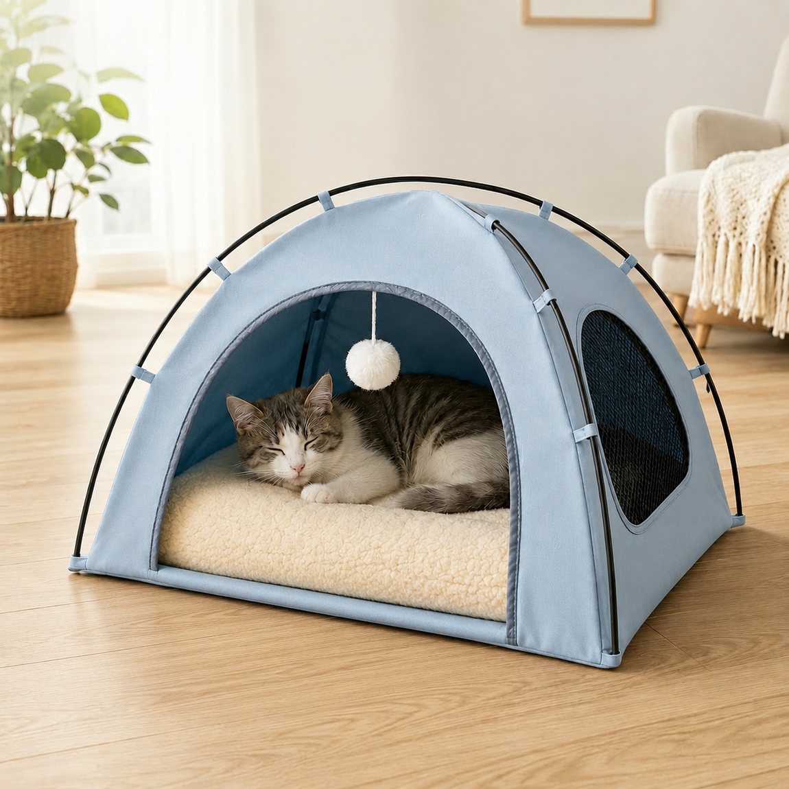 Ortekor Pet Tent Bed with Cooling Mat for Indoor Naps & Hot Weather — Foldable Private Hideaway for Cats, Kittens & Small Dogs