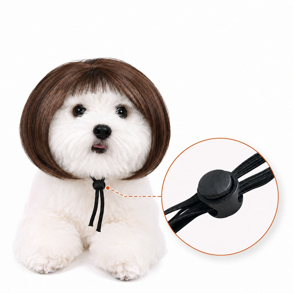 Ortekor Funny Short Bob Pet Wig for Photos & Parties - Easy Costume Prop for Cats & Small Dogs