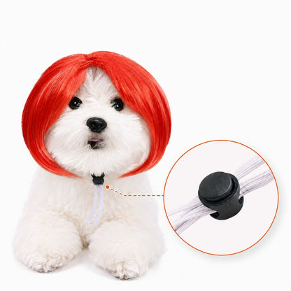 Ortekor Funny Short Bob Pet Wig for Photos & Parties - Easy Costume Prop for Cats & Small Dogs