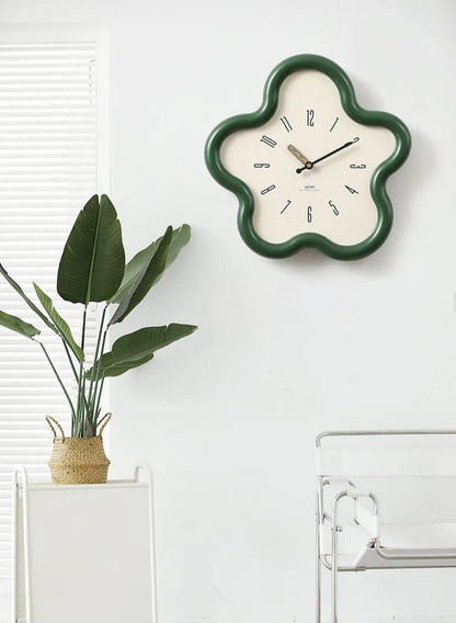 Decorative Blossom Wall Clock with Swinging Pendulum – Quiet Quartz Movement for Bedroom, Living Room & Home Office