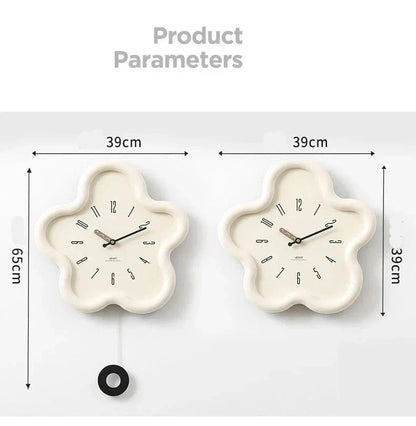 Decorative Blossom Wall Clock with Swinging Pendulum – Quiet Quartz Movement for Bedroom, Living Room & Home Office