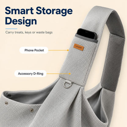 Ortekor Crossbody Pet Sling Carrier for Small Dogs & Cats - Breathable Hands-Free Travel Bag for Walks, Errands & Vet Visits