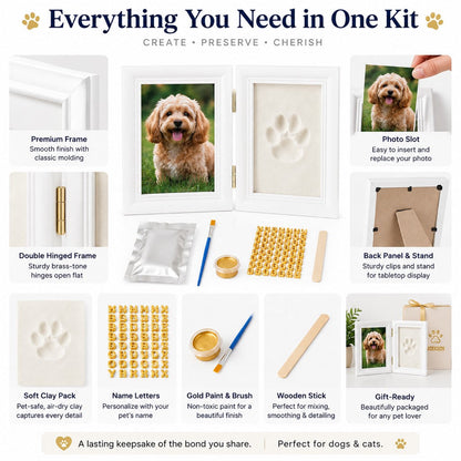 Ortekor Pet Paw Print Frame Kit for Dogs & Cats - DIY Keepsake Photo Frame for Home Display, First Paw Memories & Pet Loss Sympathy Gift