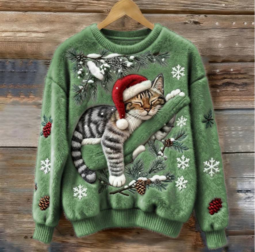 Divertido suéter navideño para gato con diseño 3D